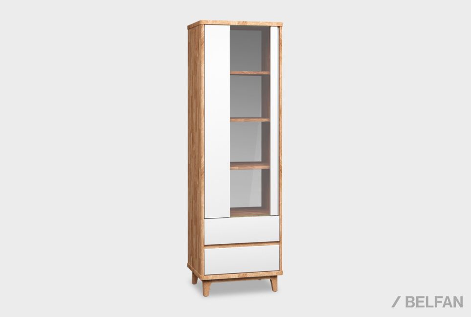 Шкаф с витриной 1-но дверный "Уоллстрит" (левый) массив дуба, МДФ 2