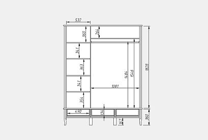 Шкаф для одежды "Катрин" фигурный 3-х дв. с зеркалом; *ММ-267-01/03-1; альба с серебряной патиной