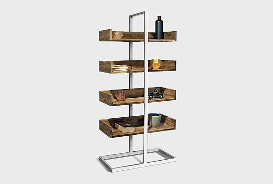 Стеллаж "Арт" 4-1 массив дуба, металл 7