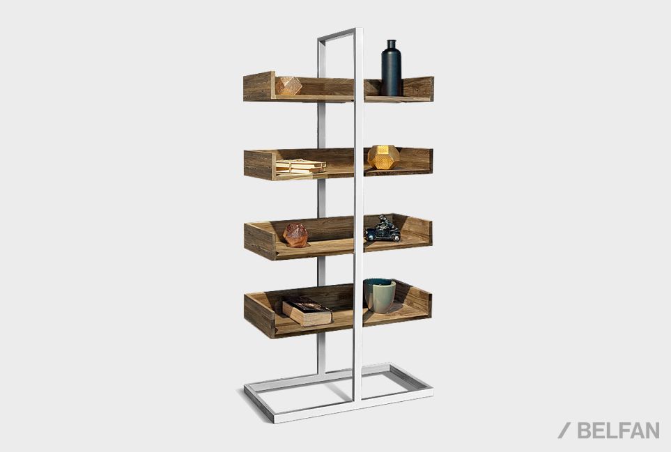 Стеллаж "Арт" 4-1 массив дуба, металл 1