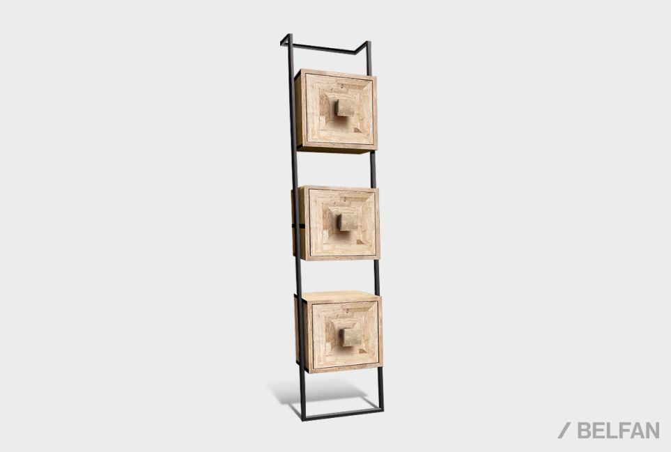 Стеллаж "Арт" 441 массив и шпон дуба, МДФ, металл 1