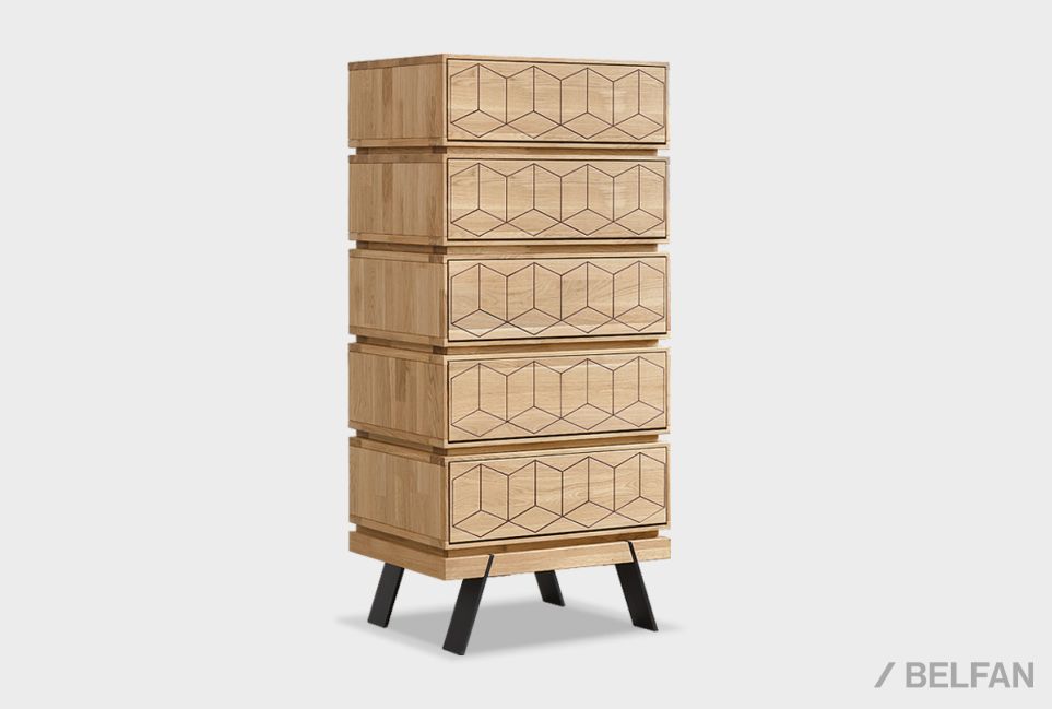 Комод высокий "Этна" с декором (фигурный) массив дуба, металл 1