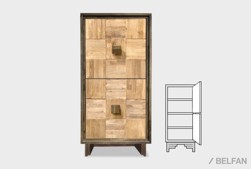 Тумба высокая "Cube Design" 2 массив и шпон дуба 1