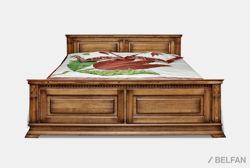 Кровать "Верди Люкс" (высокое изножье) массив и шпон дуба 2