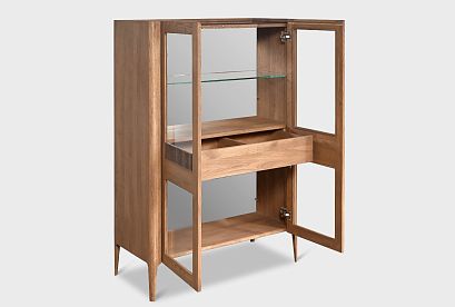 Тумба высокая "Бергамо" (стекло); американский орех