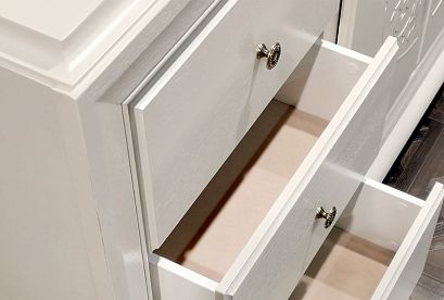 Тумба "Соната" 4 (с ящиками); *ММ-284-26; белая эмаль с темной патиной