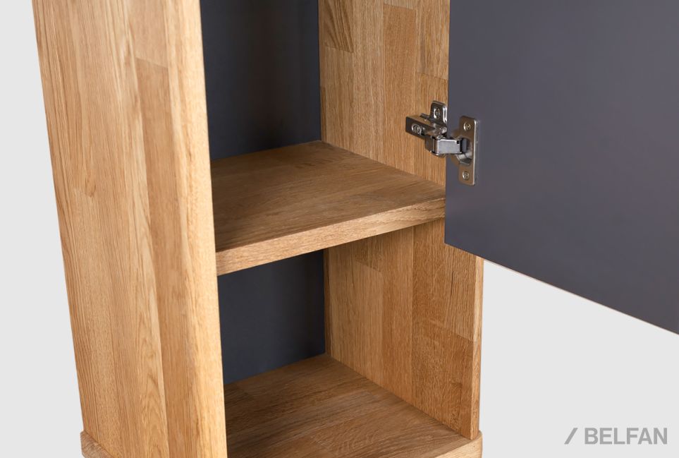 Шкаф навесной "Уоллстрит" (правый) массив дуба, МДФ 5