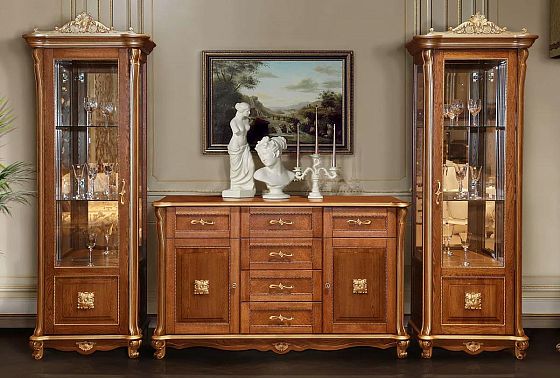 Шкаф с витриной "Алези 8 Люкс" (правый) массив дуба 4