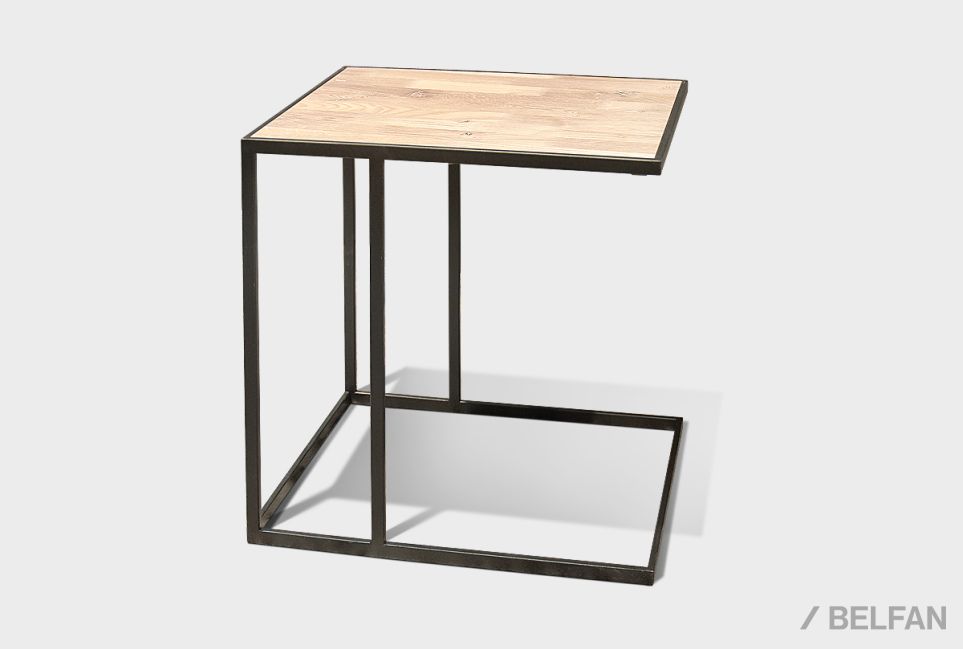 Стол кофейный "Арт" приставной массив дуба, металл 1