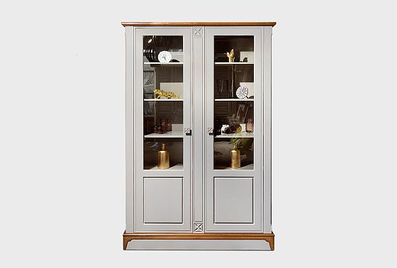 Шкаф с витриной 2-х дверный "Бриансон" массив и шпон дуба, МДФ 6