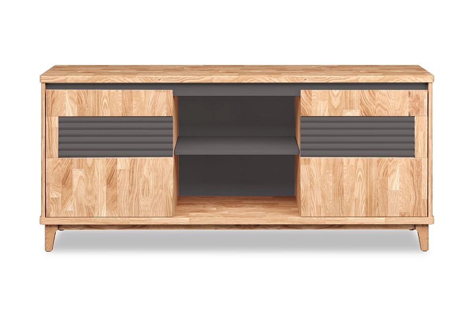 Тумба "Уоллстрит" 3 (с нишей); 2 двери, ниша; к-бейц-масло, ф-антрацит, вст-бейц-масло