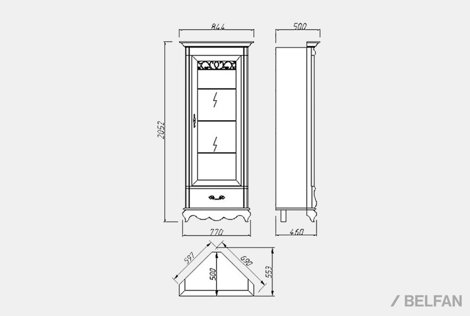 Шкаф с витриной угловой "Тэфи" массив и шпон дуба 5