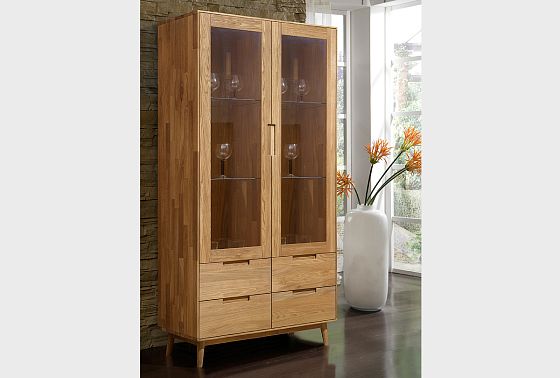 Шкаф с витриной 2-х дверный "Ирвинг" массив дуба 9