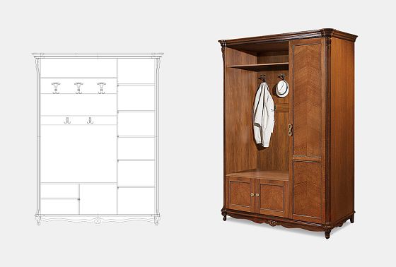 Шкаф комбинированный "Алези 1" (левый) массив и шпон дуба 3