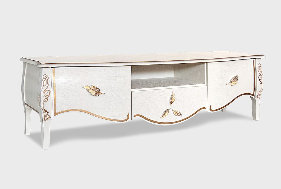 Тумба под ТВ "Трио"; коньяк с серебряной патиной+серебро