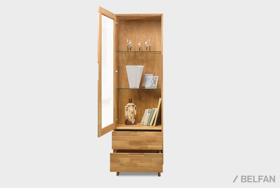 Шкаф с витриной 1-но дверный "Ирвинг" (левый) массив дуба 10