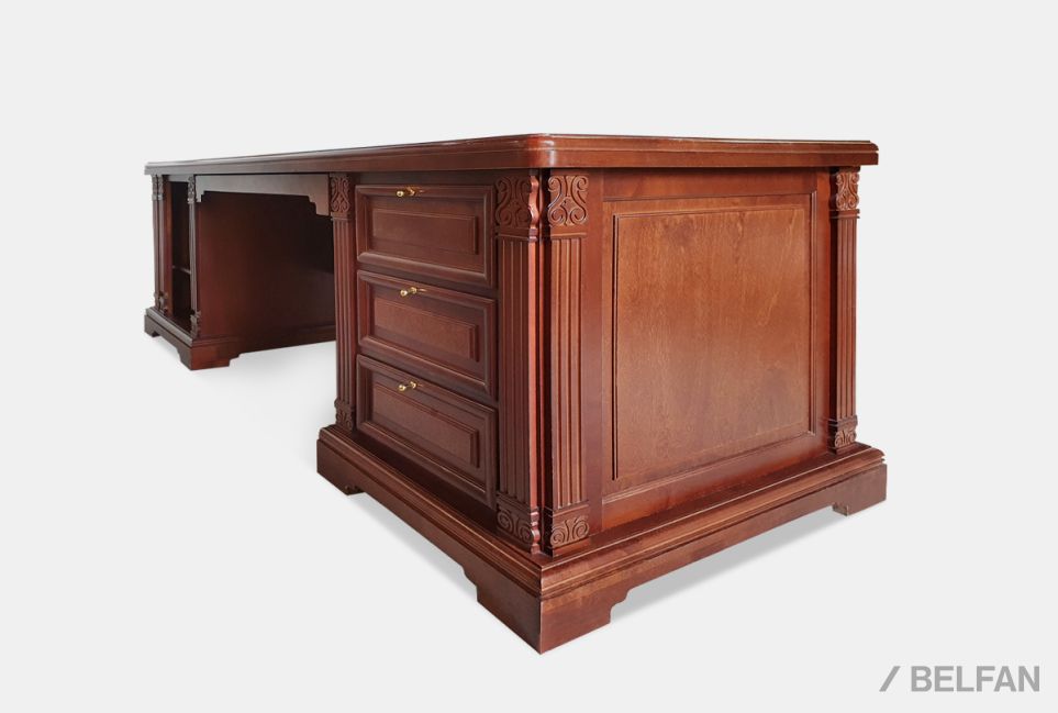 Стол рабочий с приставками "Престиж" массив и шпон берёзы 2