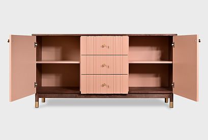 Тумба "Меридиан" 3 (с ящиками); *А-017.91; к-шоколадный дуб, ф-дымчатая роза