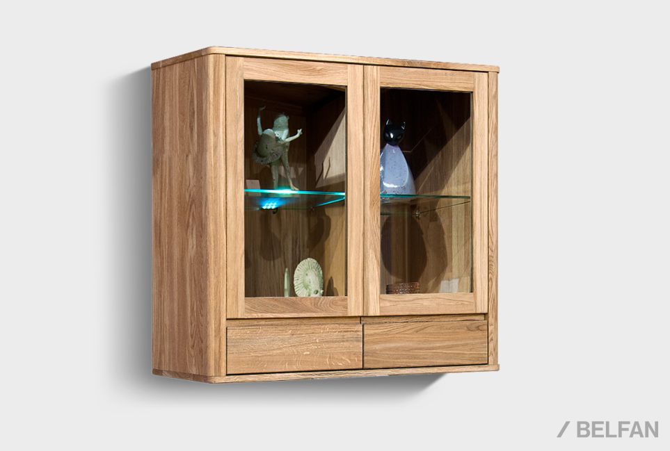 Шкаф навесной 2-х секц. "Норд" (с ящиками) массив дуба 3