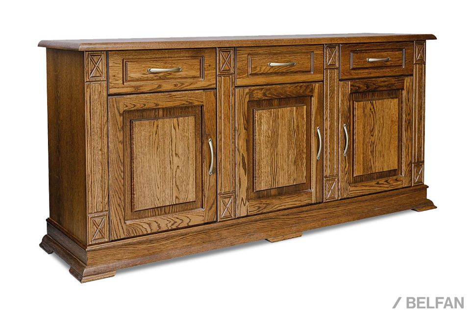 Тумба 3-х дверная "Верди Люкс 3" массив и шпон дуба 1