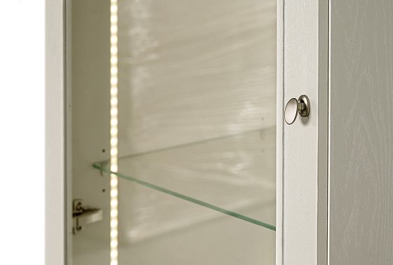 Шкаф с витриной 1-но дв. "Коста" левый (подсветка) массив и шпон дуба 5