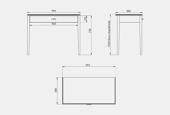 Стол туалетный "Сакраменто" массив и шпон дуба, МДФ 4
