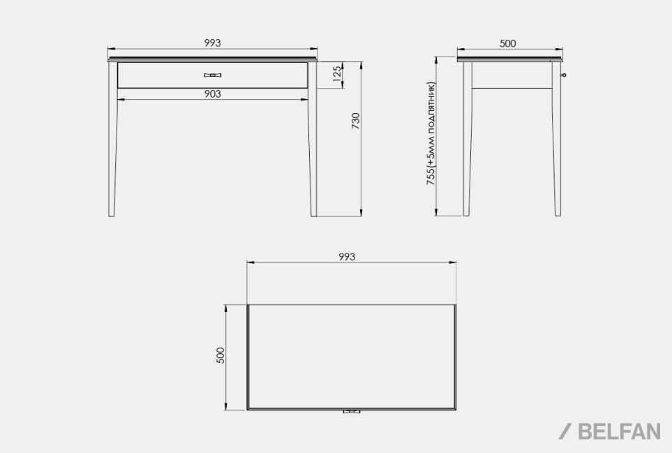 Стол туалетный "Сакраменто" массив и шпон дуба, МДФ 2