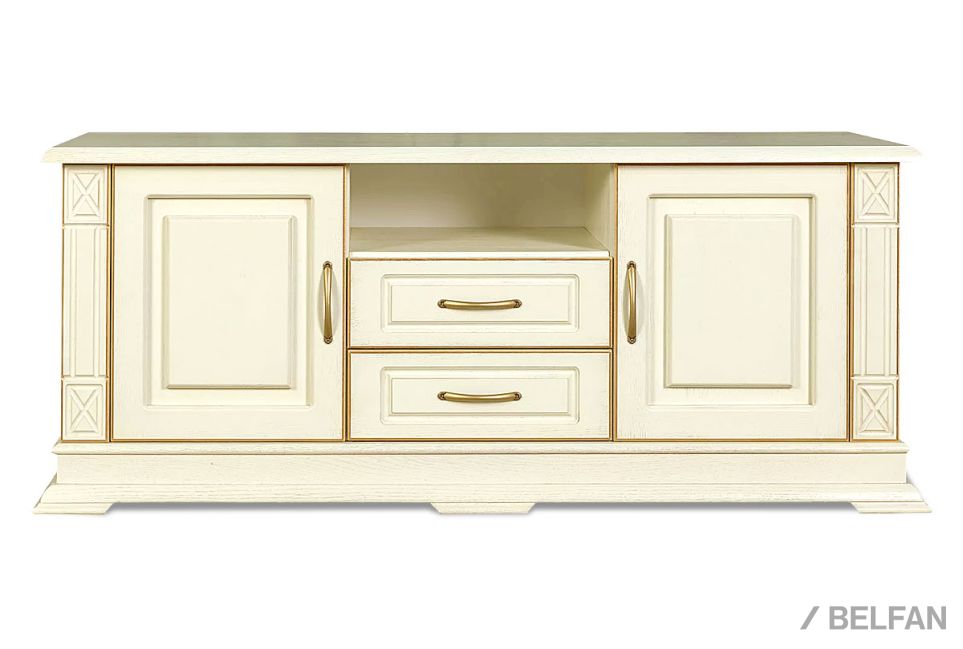 Тумба под ТВ "Верди Люкс ТВ2/1" (глухие двери) массив и шпон дуба 1