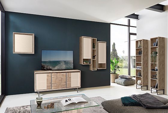 Модуль настенный "Manhattan" 1 со стеклом (правый) массив дуба, стекло 3