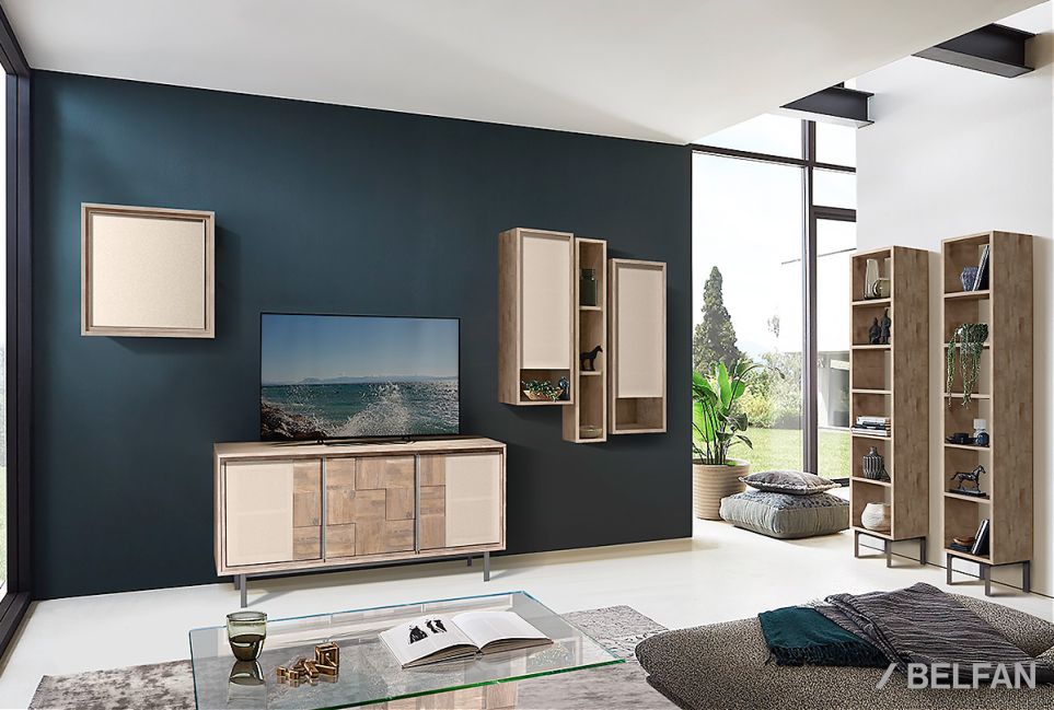 Модуль настенный "Manhattan" 1 со стеклом (правый) массив дуба, стекло 2