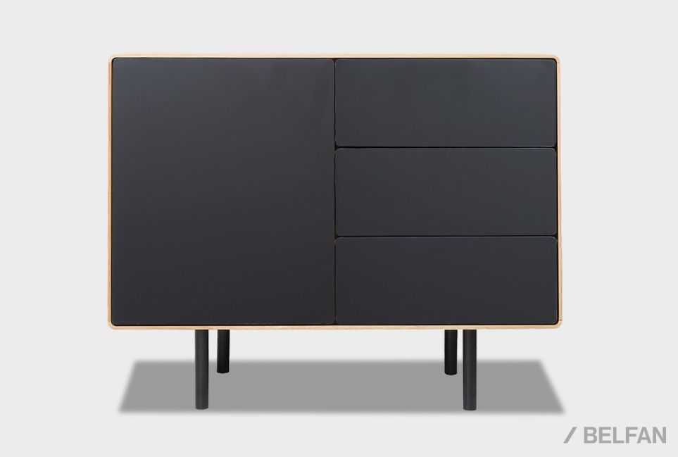 Тумба "Норман" 2 (с ящиками) массив дуба, МДФ, металл 2