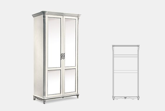 Шкаф 2-х дв. "Алези" с зеркалом массив и шпон дуба 3