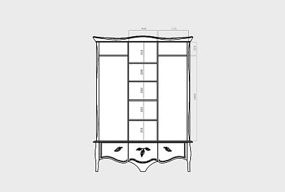Шкаф для одежды 3-х дв. "Трио" (распашной); *ММ-277-01/03; коньяк с серебряной патиной+серебро