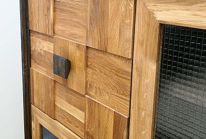 Шкаф "Cube Design" 6; фасад "шашки+стекло"; *КМ-009.213; графит, бейц-масло