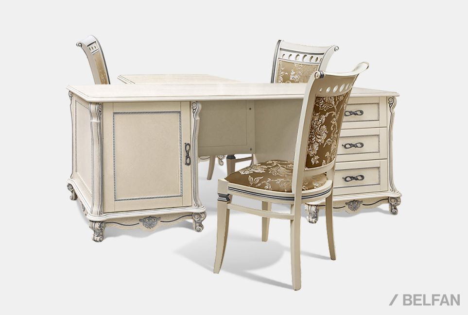 Стол письменный "Алези" с приставкой массив и шпон дуба 1