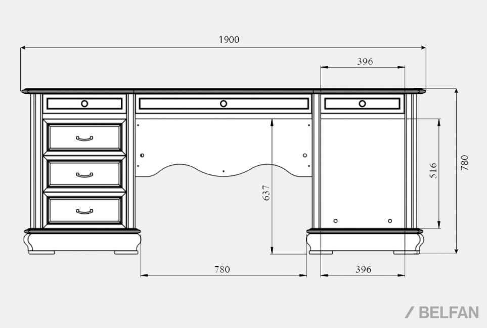 Стол письменный "Тэфи" (2 тумбы) массив и шпон дуба 2