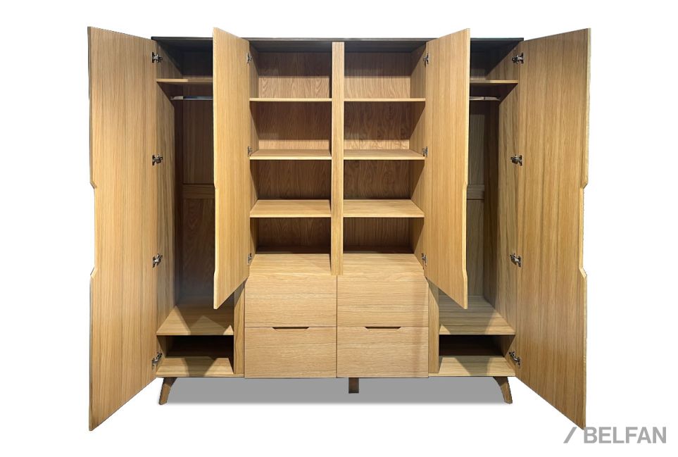 Шкаф для одежды 4-х дверный "Элва" массив и шпон дуба 3