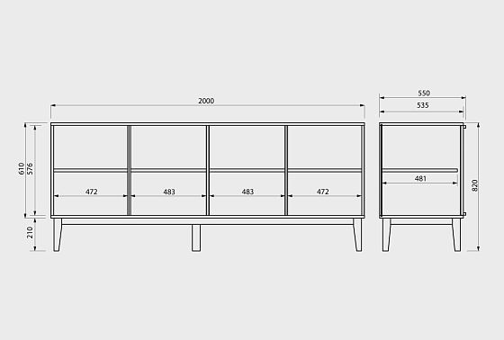 Тумба 4-х дв. "Чикаго" массив и шпон дуба 9