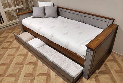 Кровать-диван под два матраса «Бриансон»; с настилом, без матраса; *А-020.5332; (900х2000); муссон+дуб