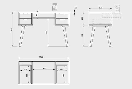 Стол письменный "Ирвинг" (2 тумбы)