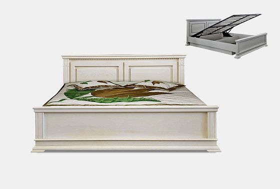 Кровать "Верди Люкс" (низкое изножье) с подъемным механизмом массив и шпон дуба 2