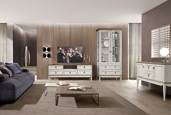 Тумба под ТВ "Стюарт" (с нишей) массив и шпон дуба 5