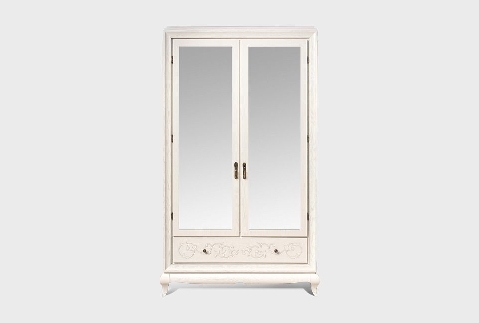 Шкаф для одежды 2-х дв. "Соната" с зеркалом (без декора); коньяк с тёмной патиной+горький шоколад