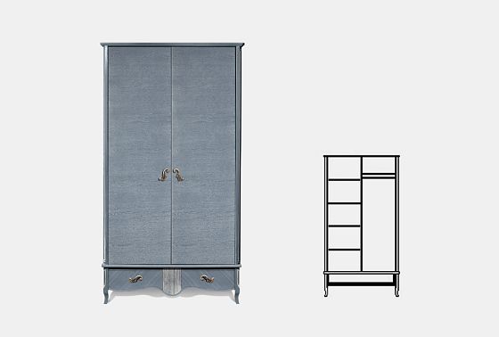 Шкаф для одежды "Катрин" 2-х дв. без зеркала массив и шпон дуба 5