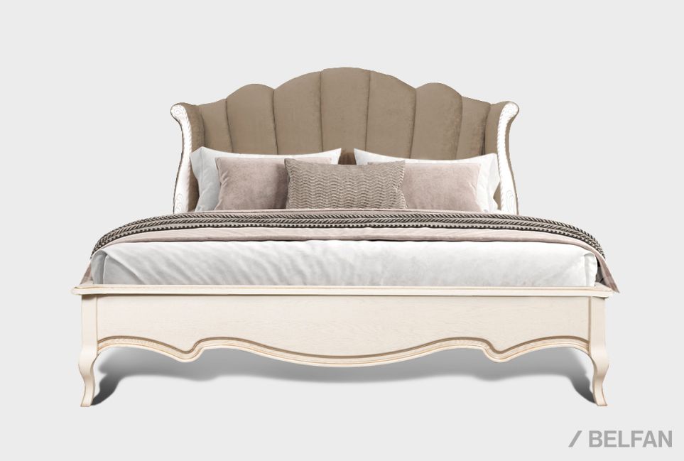 Кровать с мягким изголовьем (осн. дер) "Трио" массив и шпон дуба 1