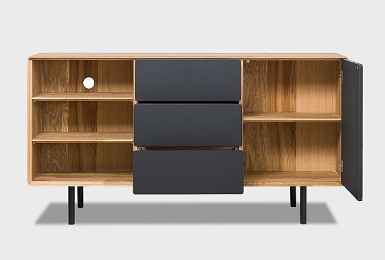 Тумба "Норман" 3 с нишей (левая) массив дуба, МДФ, металл 10