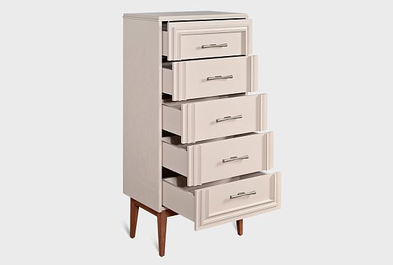 Комод "Сакраменто" 5 (высокий) массив и шпон дуба, МДФ 3