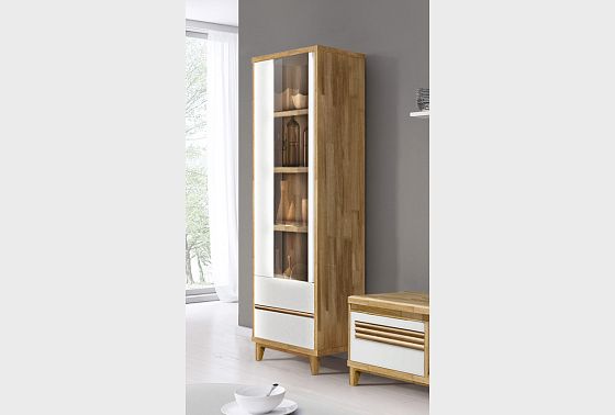 Шкаф с витриной 1-но дверный "Уоллстрит" (левый) массив дуба, МДФ 6