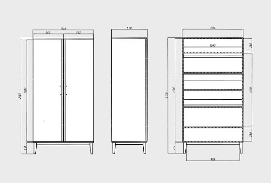 Шкаф 2-х дверный "Чикаго" массив и шпон дуба 5