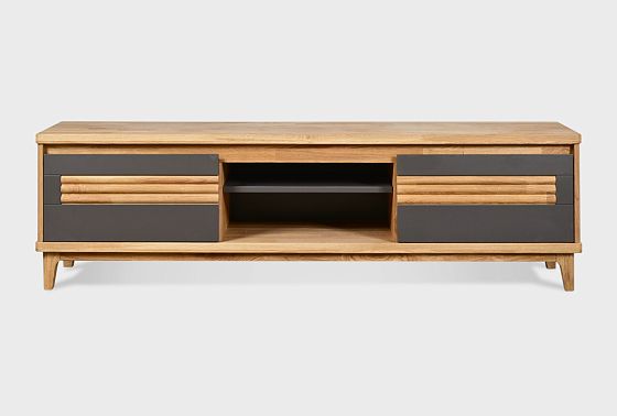 Тумба под ТВ "Уоллстрит" 170 (с нишей) массив дуба, МДФ 9